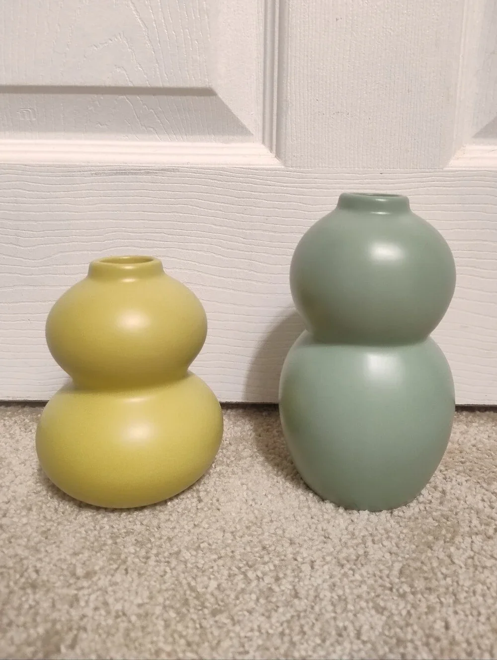 Room Essentials - Colorful Yellow And Mint gourd Style Ceramic Vases
